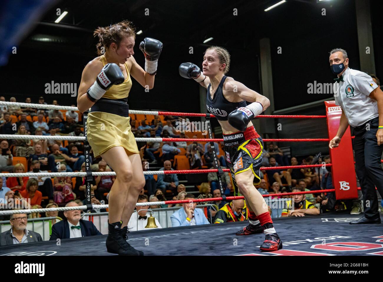 Belgian Delfine Persoon pictured in action during the fight between Belgian Delfine Persoon and Russian Elena Gradinar, for the International Boxing O Stock Photo
