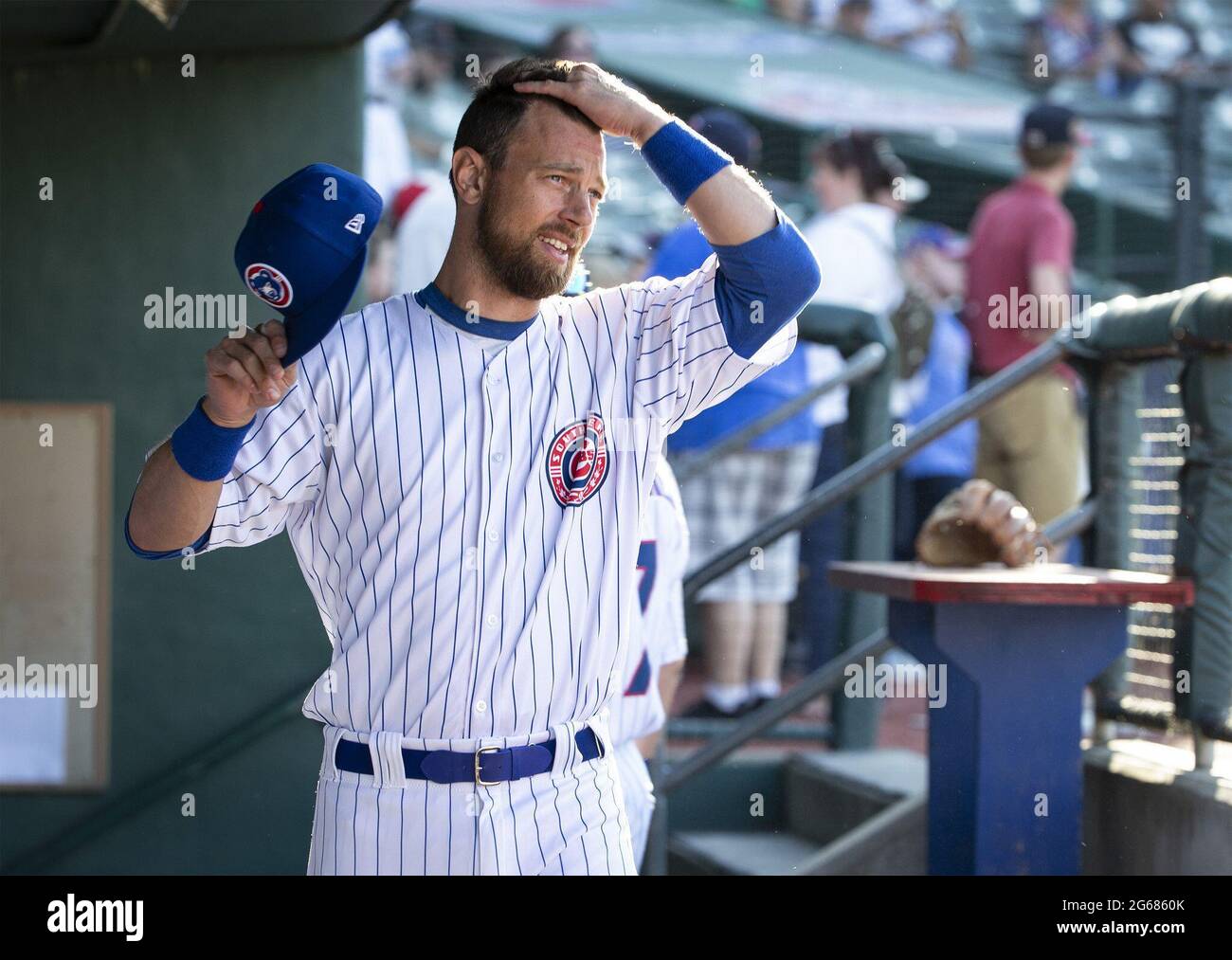 Ben Zobrist in the South Bend Cubs dugout before their game