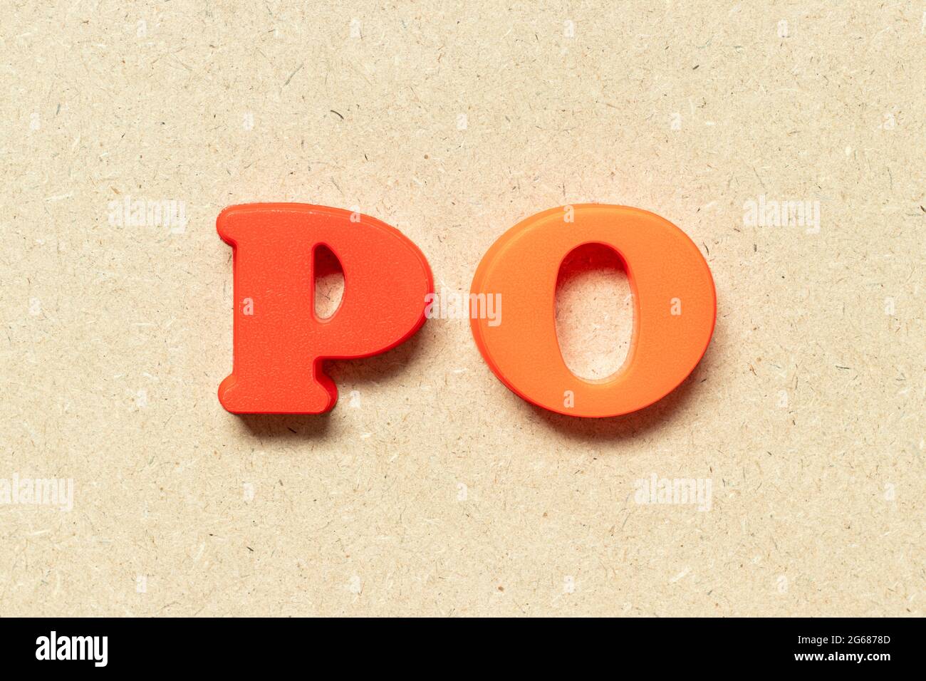 Plastic Alphabet Letter In Word Po Abbreviation Of Purchase Order On Wood Background Stock Photo Alamy