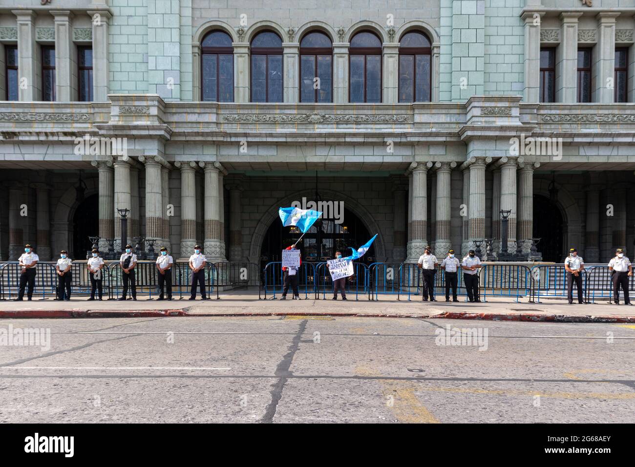 Protest in Guatemala demanding resignation of president Giammattei for corruption and bad handling of pandemic crisis Stock Photo