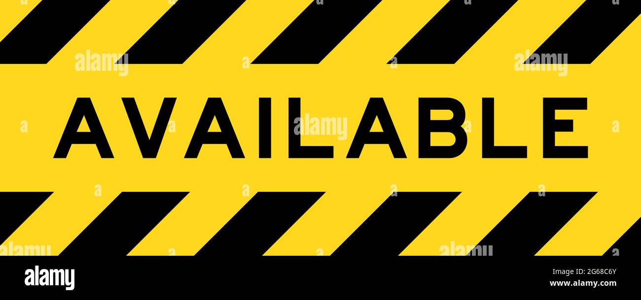 Yellow and black color with line striped label banner with word ...