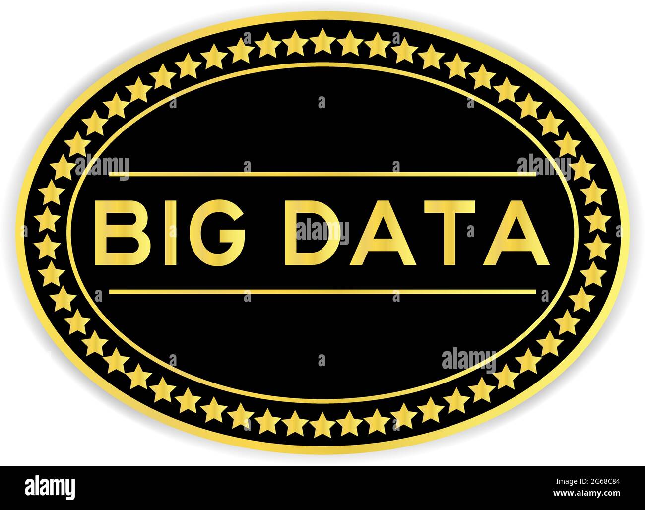 Black and gold color oval label sticker with word big data on white background Stock Vector