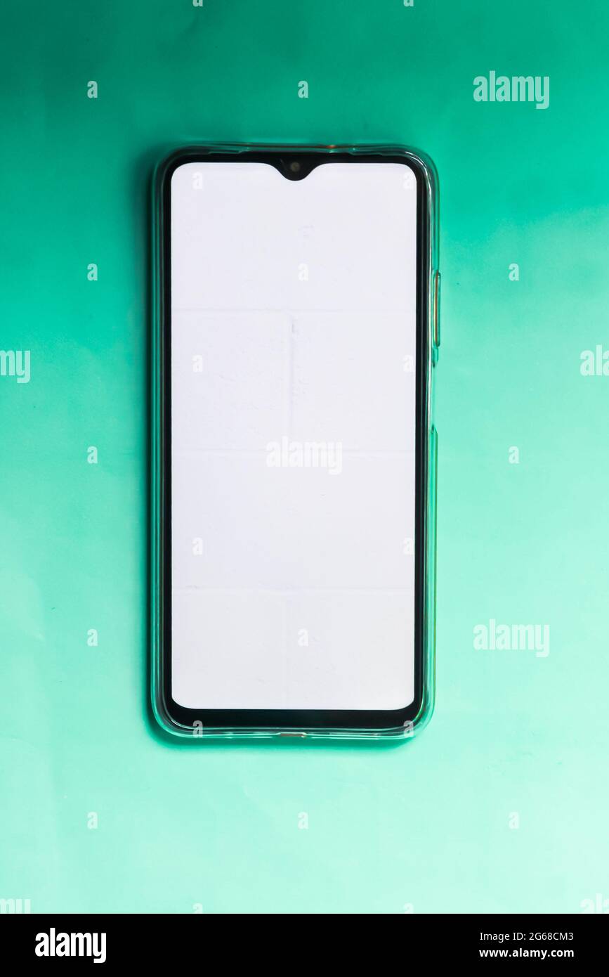 Mobile phone isolated on isolated,Mobile phone  white display interface for text Stock Photo
