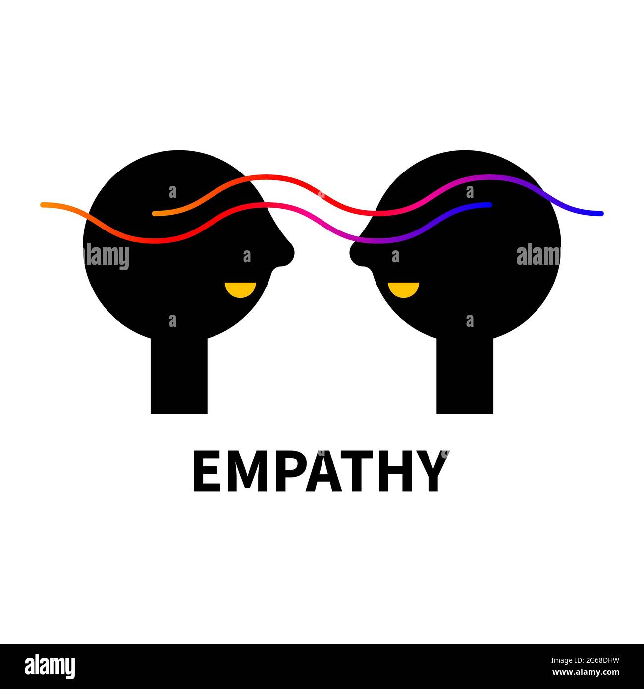 Conversation logo. Empathy abstract icon with wave and two profiles. Psychology sign. Therapy symbol. Stock Vector