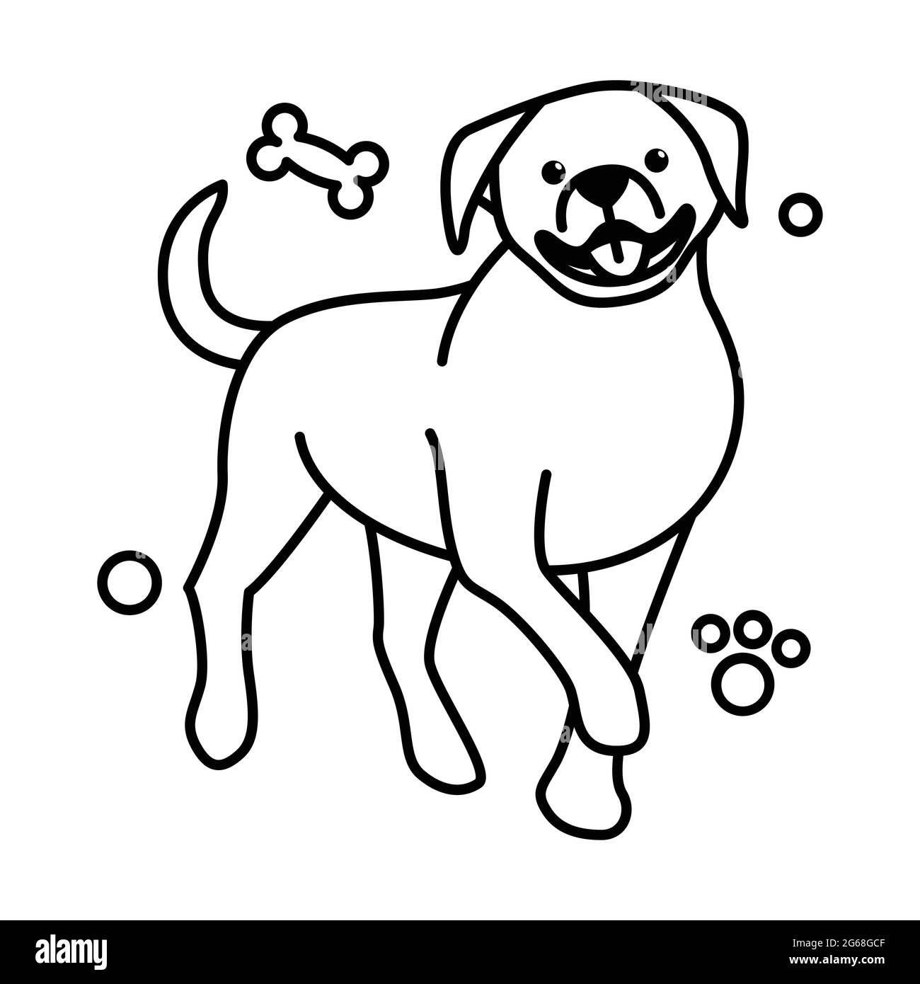 Cute Cartoon Vector Illustration icon of a big dog. It is outline style ...