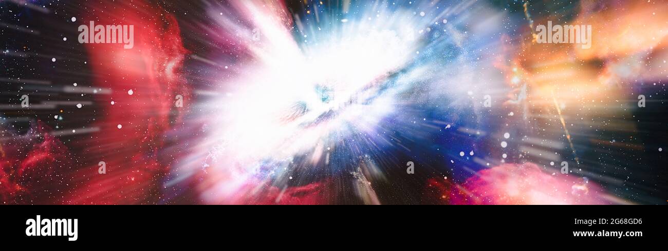 Panorama view warp space , Abstract of warp or hyperspace motion star trail. Elements of this image furnished by NASA Stock Photo