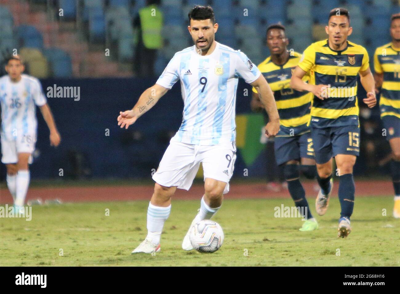 Sergio Aguero of Argentina during the Copa America 2021, quarter final football match between Argentina and Ecuador on July 4, 2021 at Pedro Ludovico Teixeira Olympic stadium in Goiania, Brazil - Photo Laurent Lairys / DPPI Stock Photo