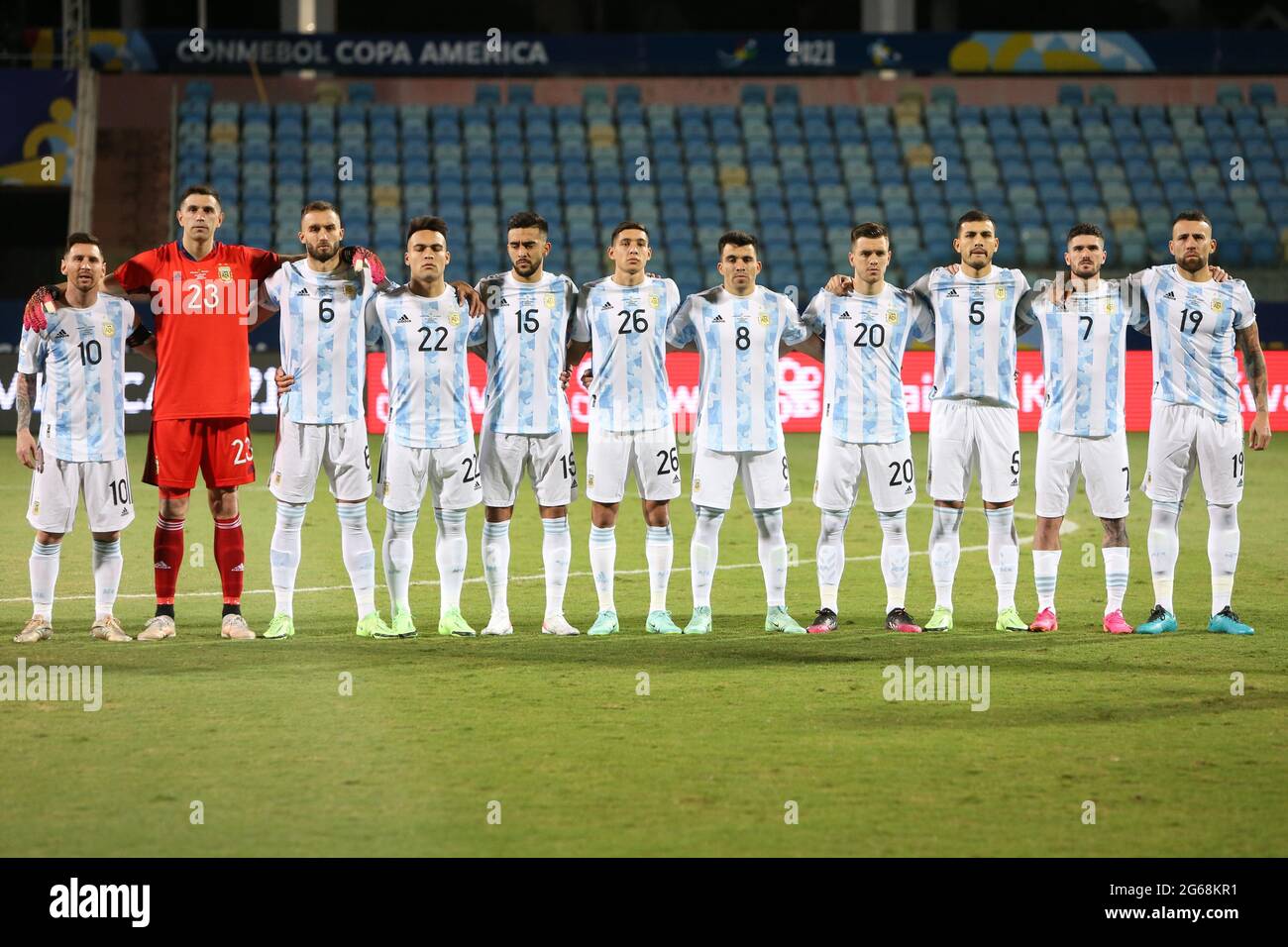 Goiania, Brazil. 04th July, 2021. Team of Argentina during the Copa America 2021, quarter final football match between Argentina and Ecuador on July 4, 2021 at Pedro Ludovico Teixeira Olympic stadium in Goiania, Brazil - Photo Laurent Lairys/DPPI Credit: Independent Photo Agency/Alamy Live News Stock Photo