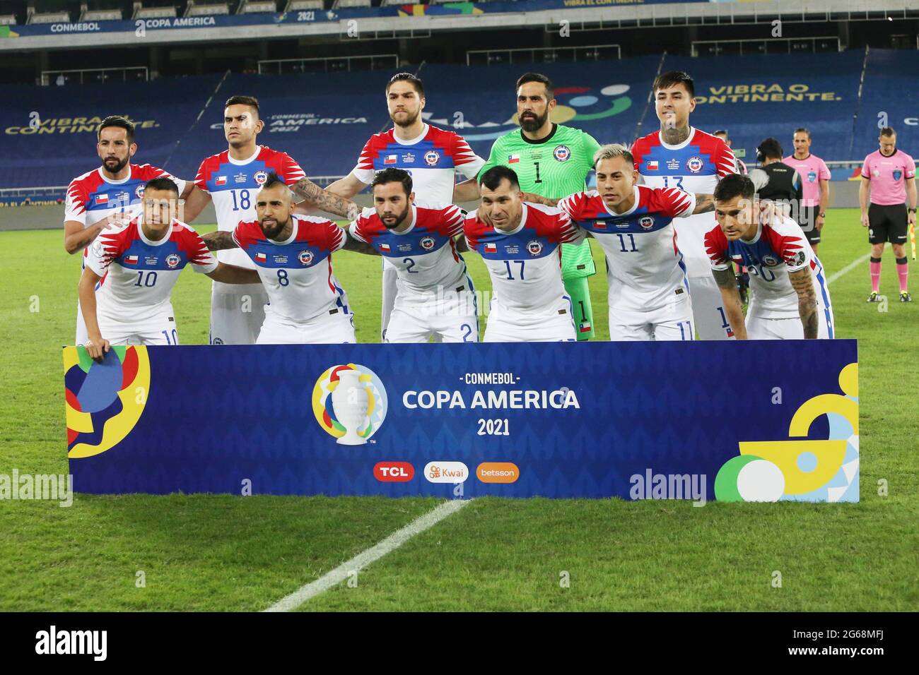 Team of Chile during the Copa America 2021, quarter final football match between Brazil and Chile on July 3, 2021 at Olympic stadium in Rio de Janeiro, Brazil - Photo Laurent Lairys / DPPI Stock Photo