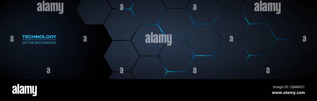 Dark gray and blue horizontal hexagonal technology abstract vector ...