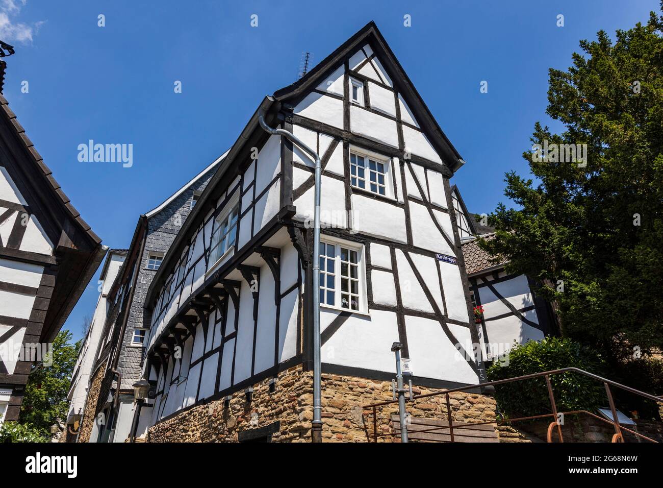 Half-timbered house in the historic centre of Kettwig, Essen, Ruhr Area, North Rhine-Westphalia, Germany Stock Photo