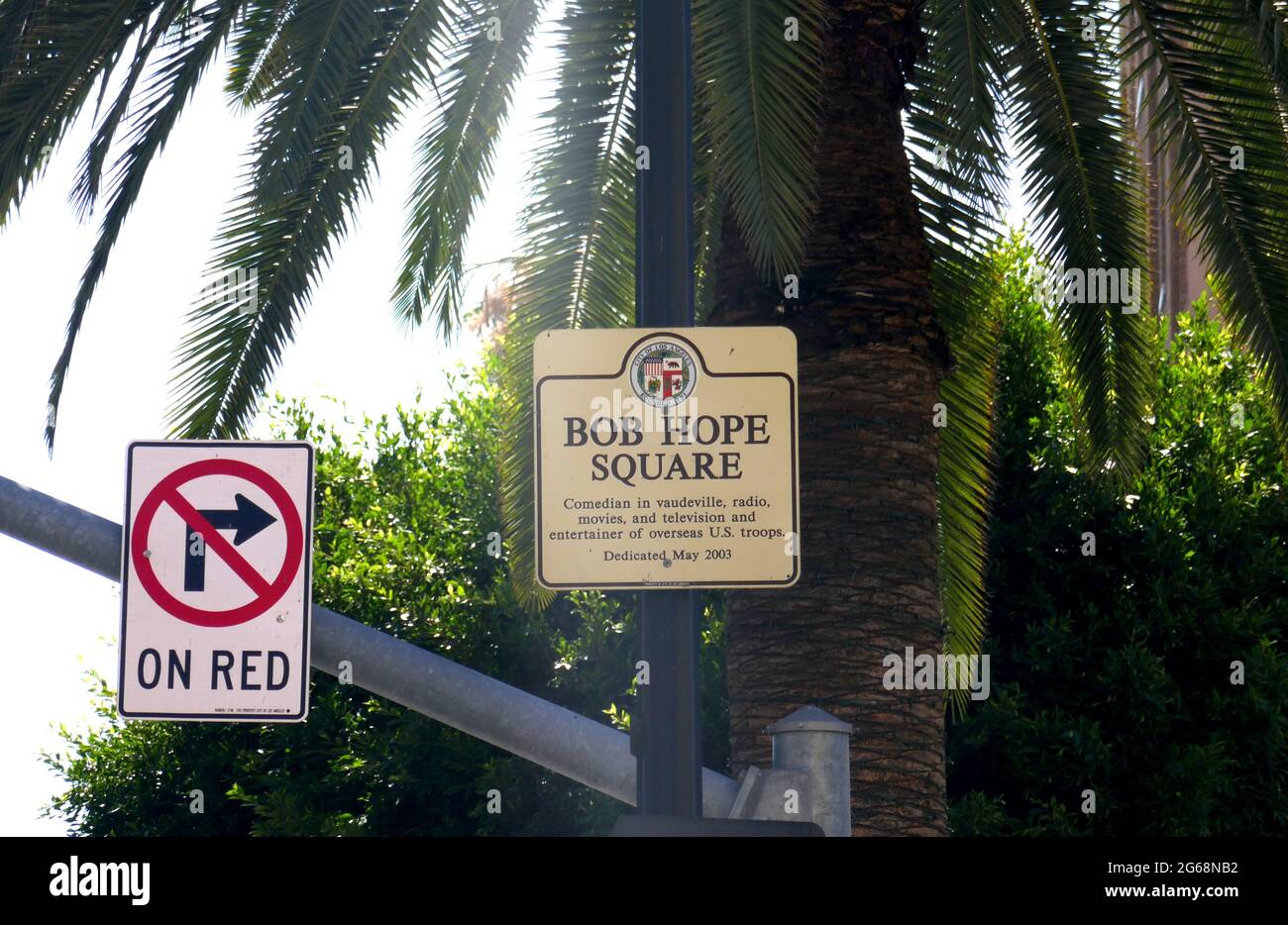 Los Angeles, California, USA 3rd July 2021 A general view of atmosphere Bob Hope Square Sign on Hollywood Blvd on July 3, 2021 in Los Angeles, California, USA. Photo by Barry King/Alamy Stock Photo Stock Photo