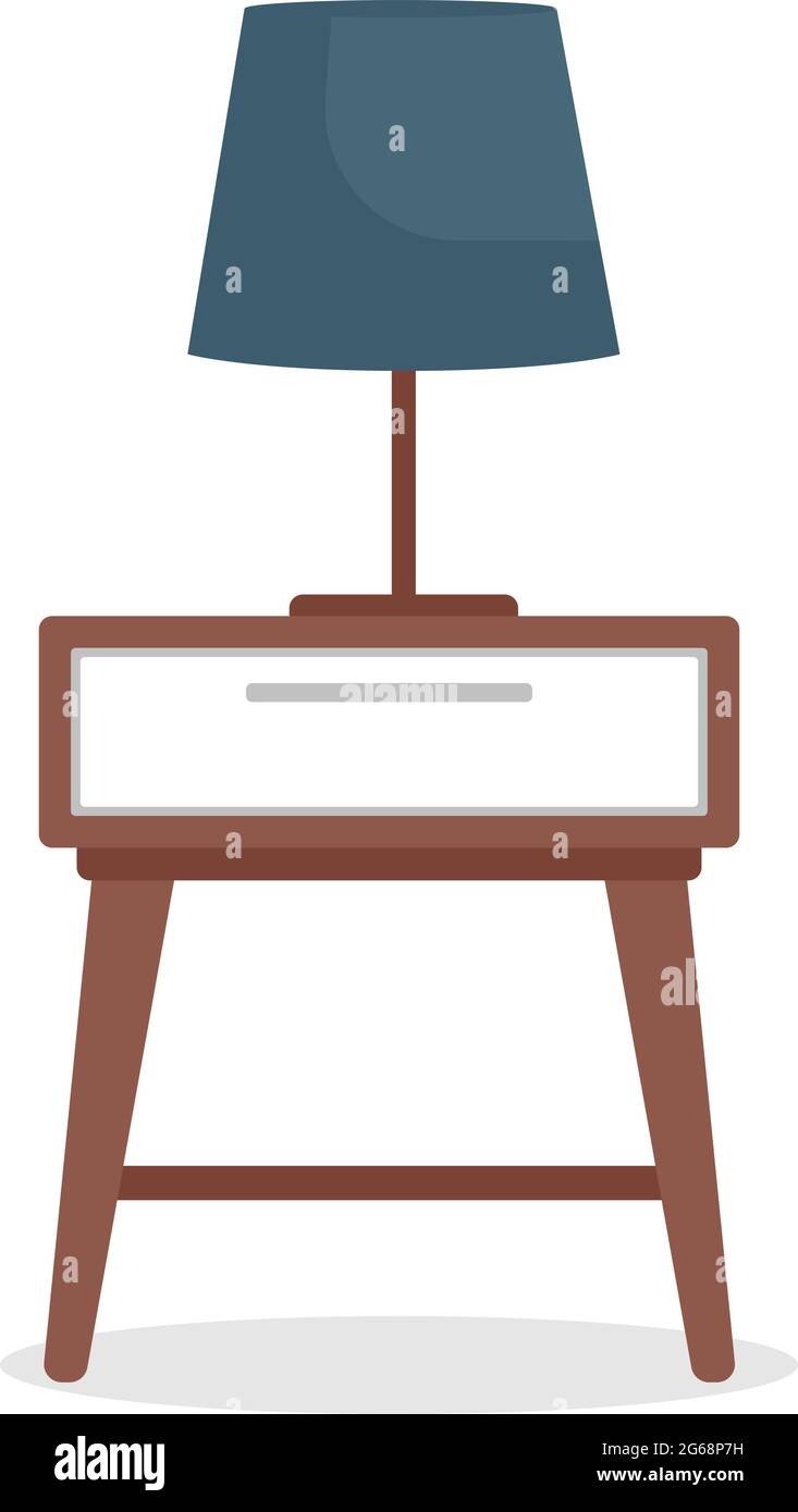 Bedside table with lamp semi flat color vector object Stock Vector