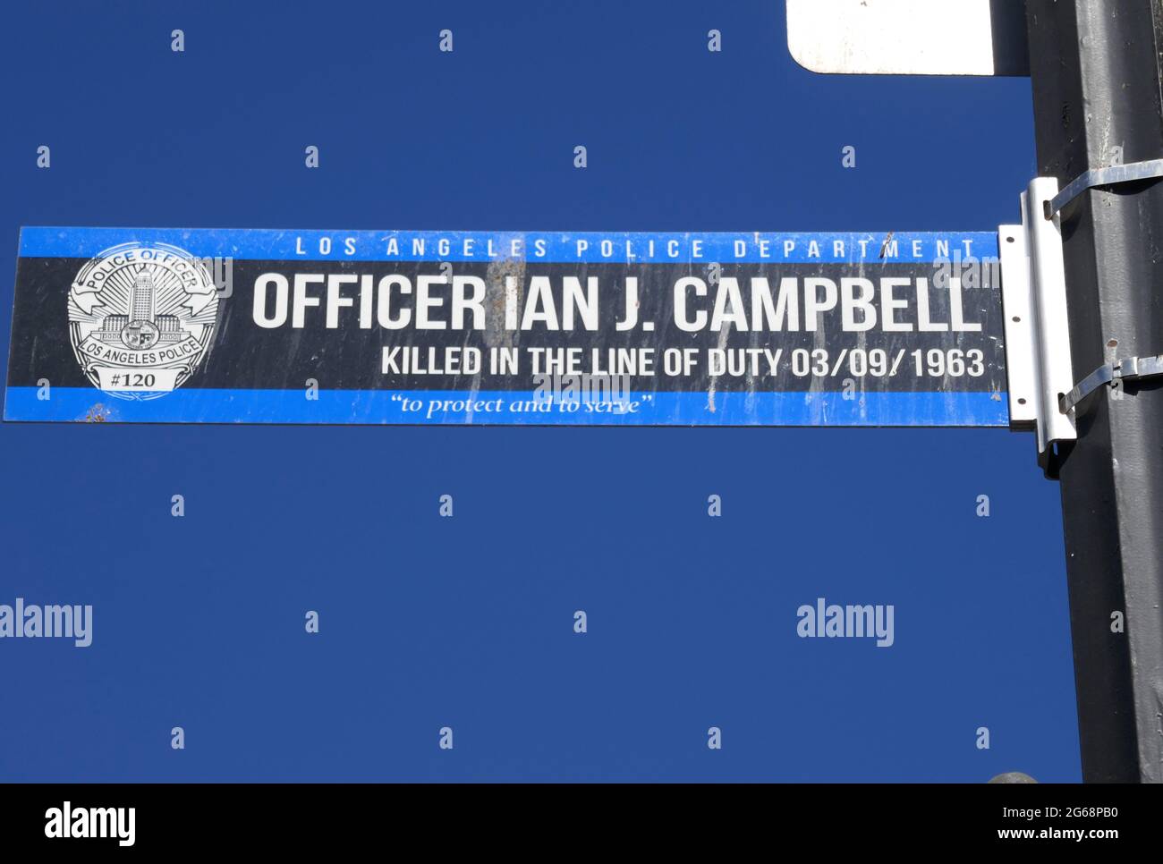 Los Angeles, California, USA 3rd July 2021 A general view of atmosphere LAPD Officer Ian James Campbell Square on Hollywood Blvd on July 3, 2021 in Los Angeles, California, USA. Photo by Barry King/Alamy Stock Photo Stock Photo