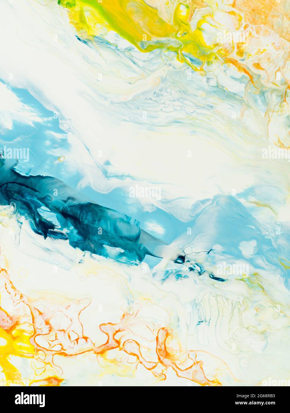 Blue and yellow brush stroke creative abstract hand painted background ...