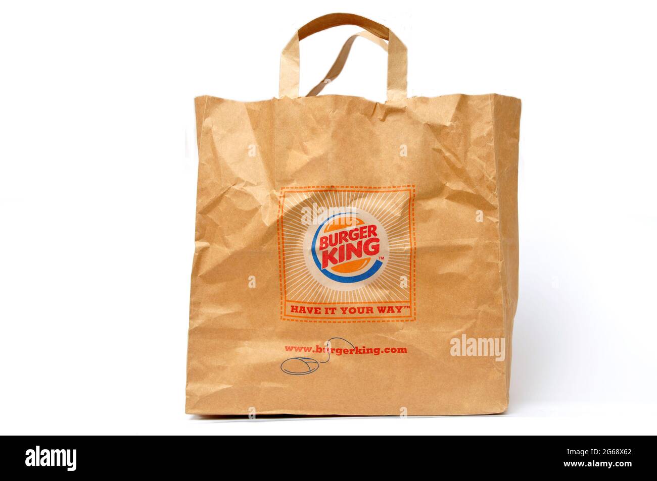 Paper bags used in Burger King restaurants in Turkey, Burger King  recyclable paper bag, Natural Product, isolated on white background,  Istanbul Turkey Stock Photo - Alamy