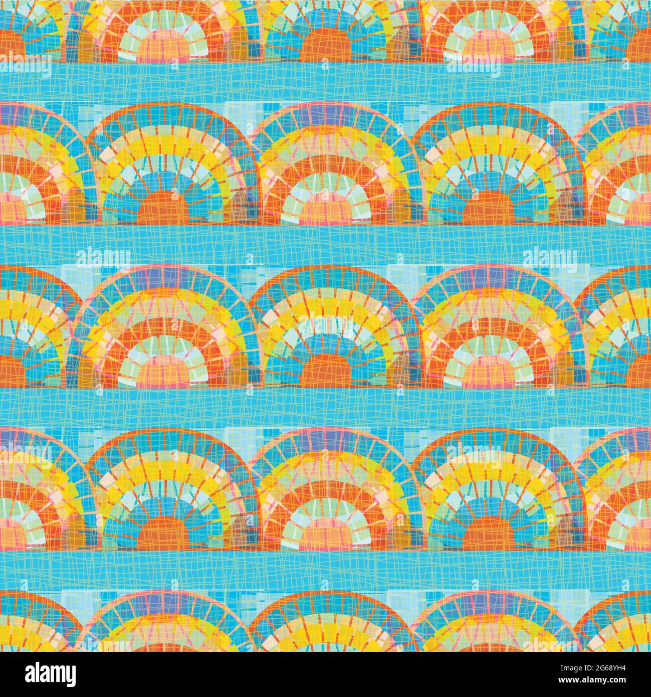 Mosaic rainbow vector seamless pattern background. Backdrop with