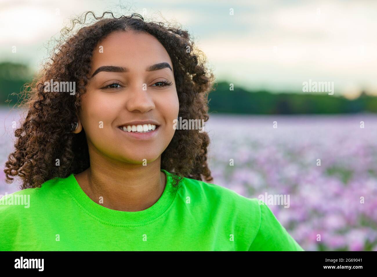 Mixed race beautiful African American biracial girl teenager female