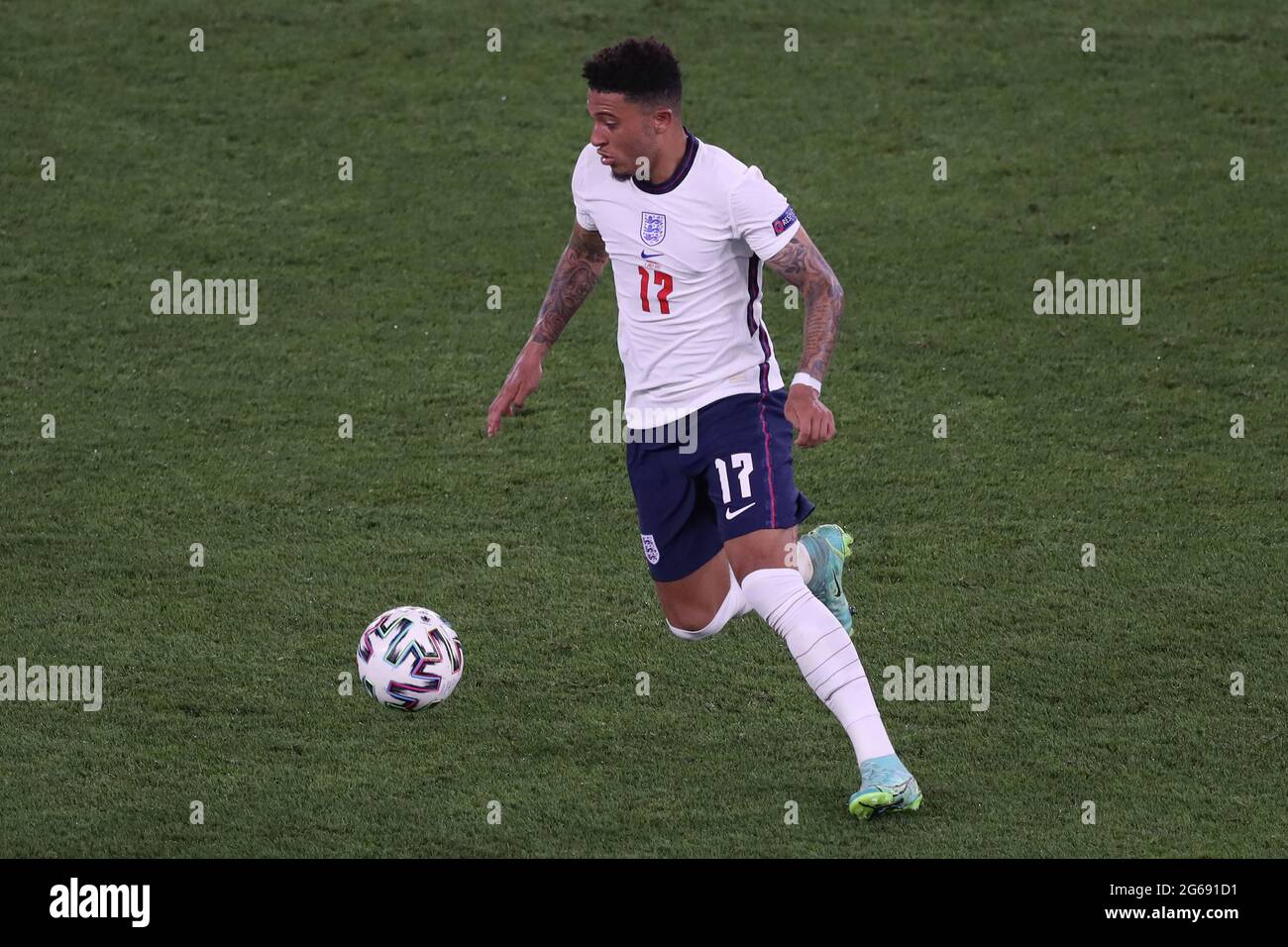 Rome, Italy, 3rd July 2021. Jadon Sancho of England during the UEFA Euro 2020 Quarter Final match at the Stadio Olimpico, Rome. Picture credit should read: Jonathan Moscrop / Sportimage Stock Photo