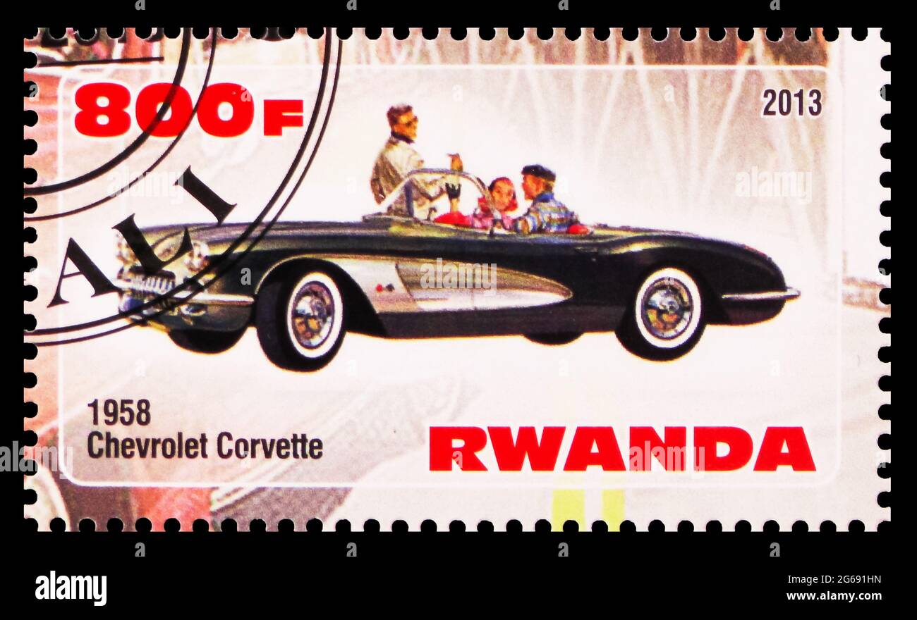 MOSCOW, RUSSIA - MARCH 28, 2020: Postage stamp printed in Rwanda shows ...