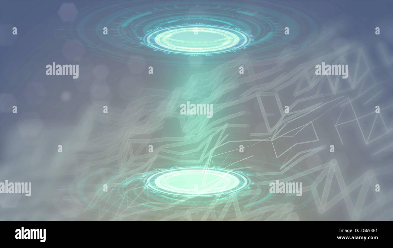 colorful modern background of two ui or hud circles, fashion teleport ...