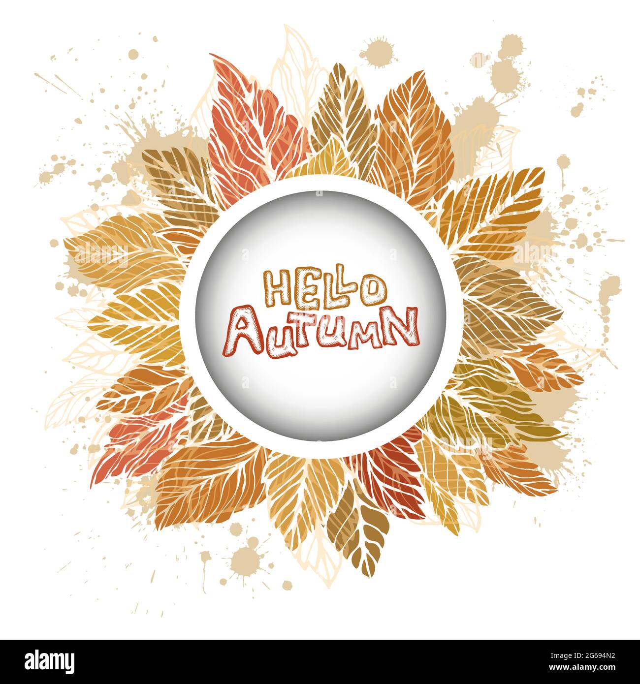 Autumn background with leaves and ears. Frame Hello Autumn . Vector ...