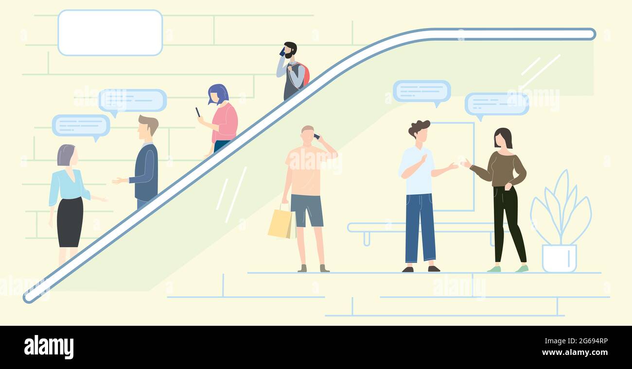 Business Center, Employees Communicate, Teamwork Workflow - Vector illustration Stock Vector
