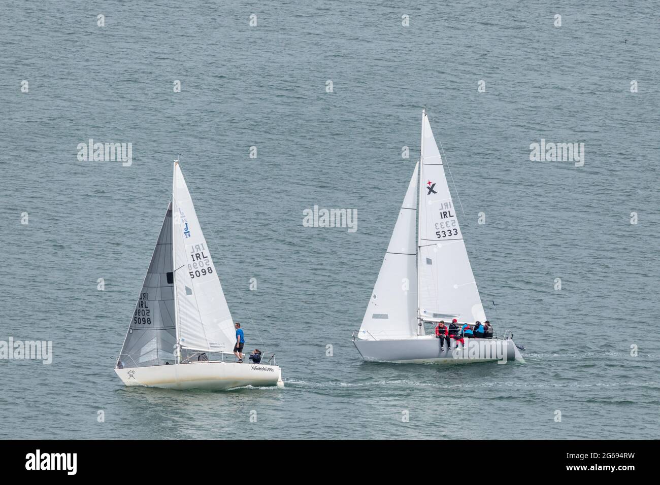 Crosshaven, Cork, Ireland. 04th July, 2021. Yachts,YaGottaWanna and North Star  taking part in the Sunday league race being run by the Royal Cork Yacht Club in Crosshaven, Co. Cork, Ireland. - Picture; David Creedon / Alamy Live News Stock Photo