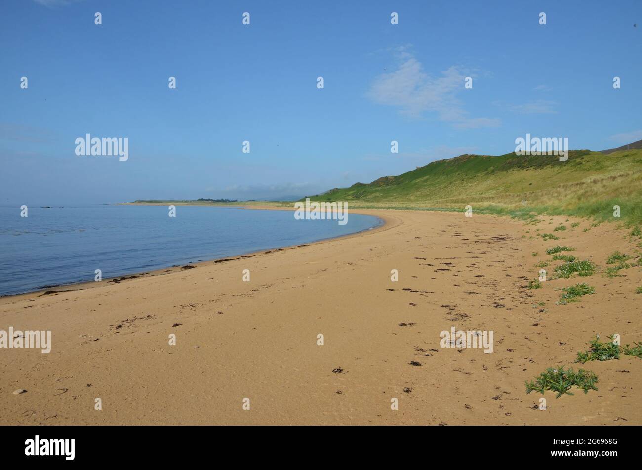 The beach at Loth on the east coast of Scotland. Stock Photo