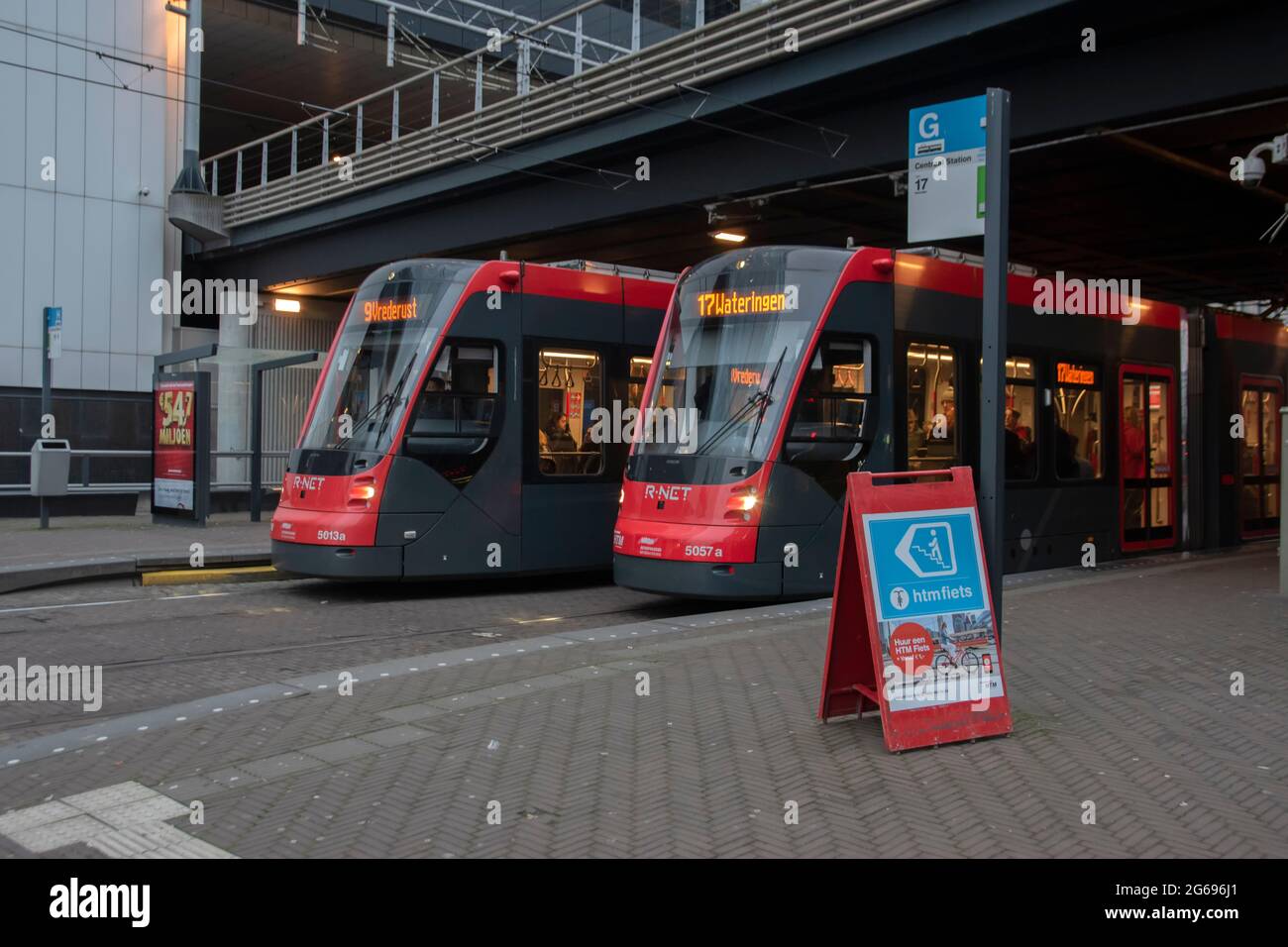Tram 9 And 17 At The Central Train Station At The Hague The Netherlands 29-12-2019 Stock Photo