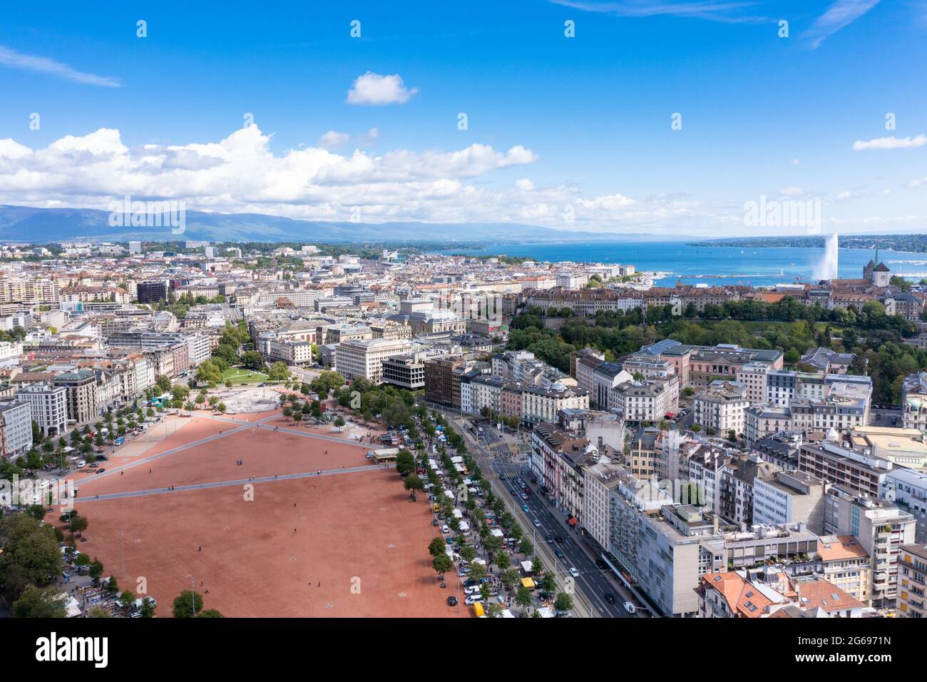 Aerial view of plainpalais in Geneva Switzerland Stock Photo Alamy