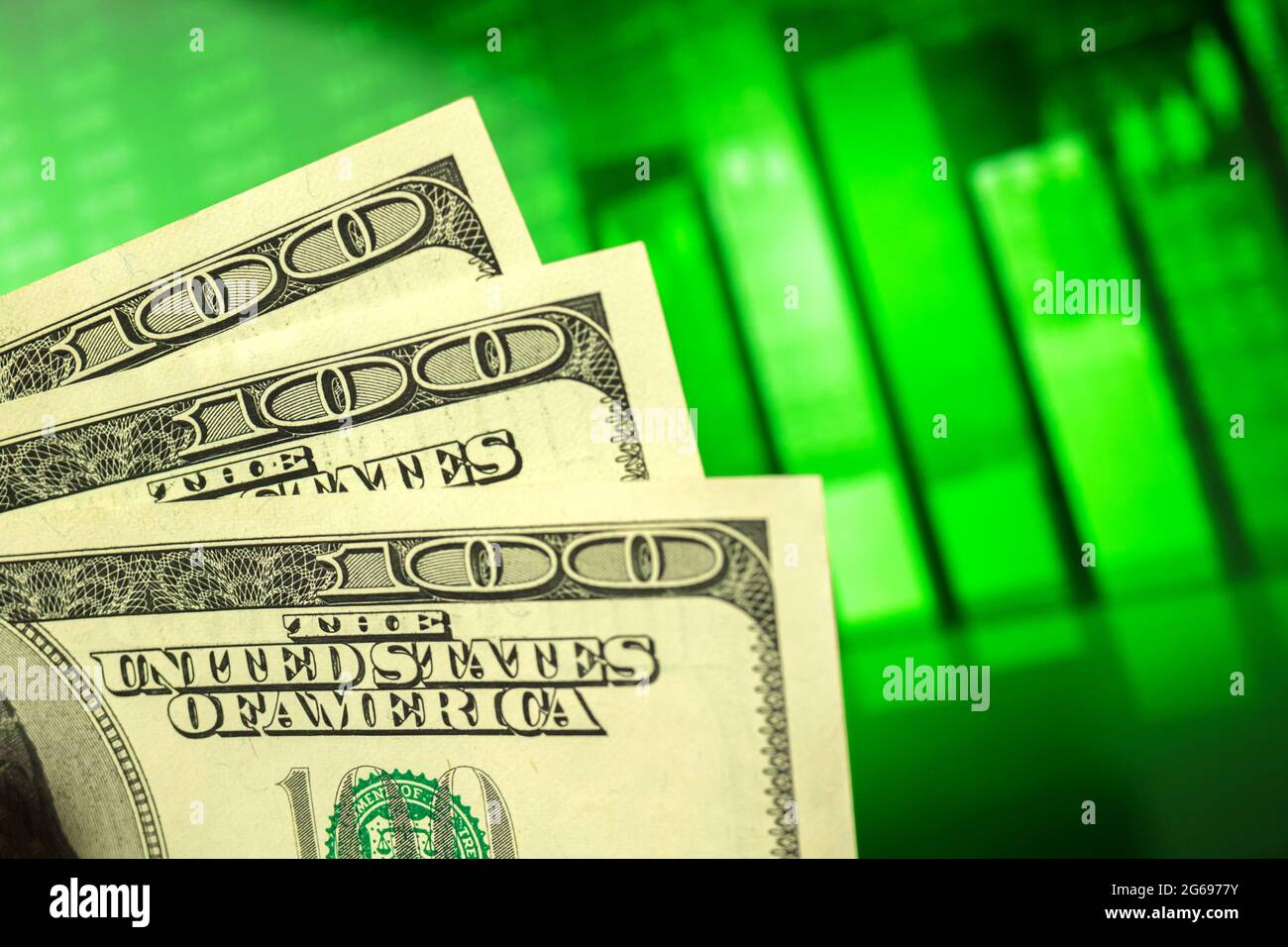 Money investment and economy rise concept background with dollar bills ...