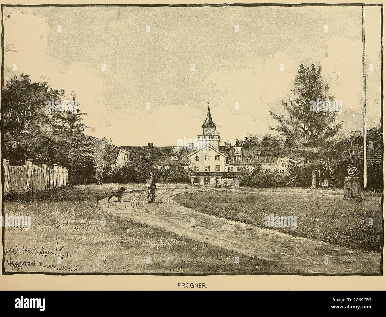 Frogner, Oslo, Norway  From the book ' The viking Bodleys; an excursion into Norway and Denmark ' by Horace Elisha Scudder Published in Boston, by Houghton, Mifflin and Company in 1885 from the BODLEY FAMILY series of books Stock Photo