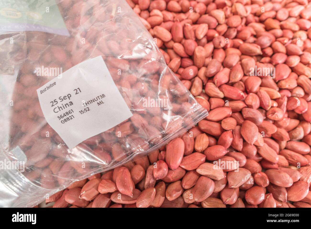 Close shot of Morrison's redskin peanuts with skins on. Imported from