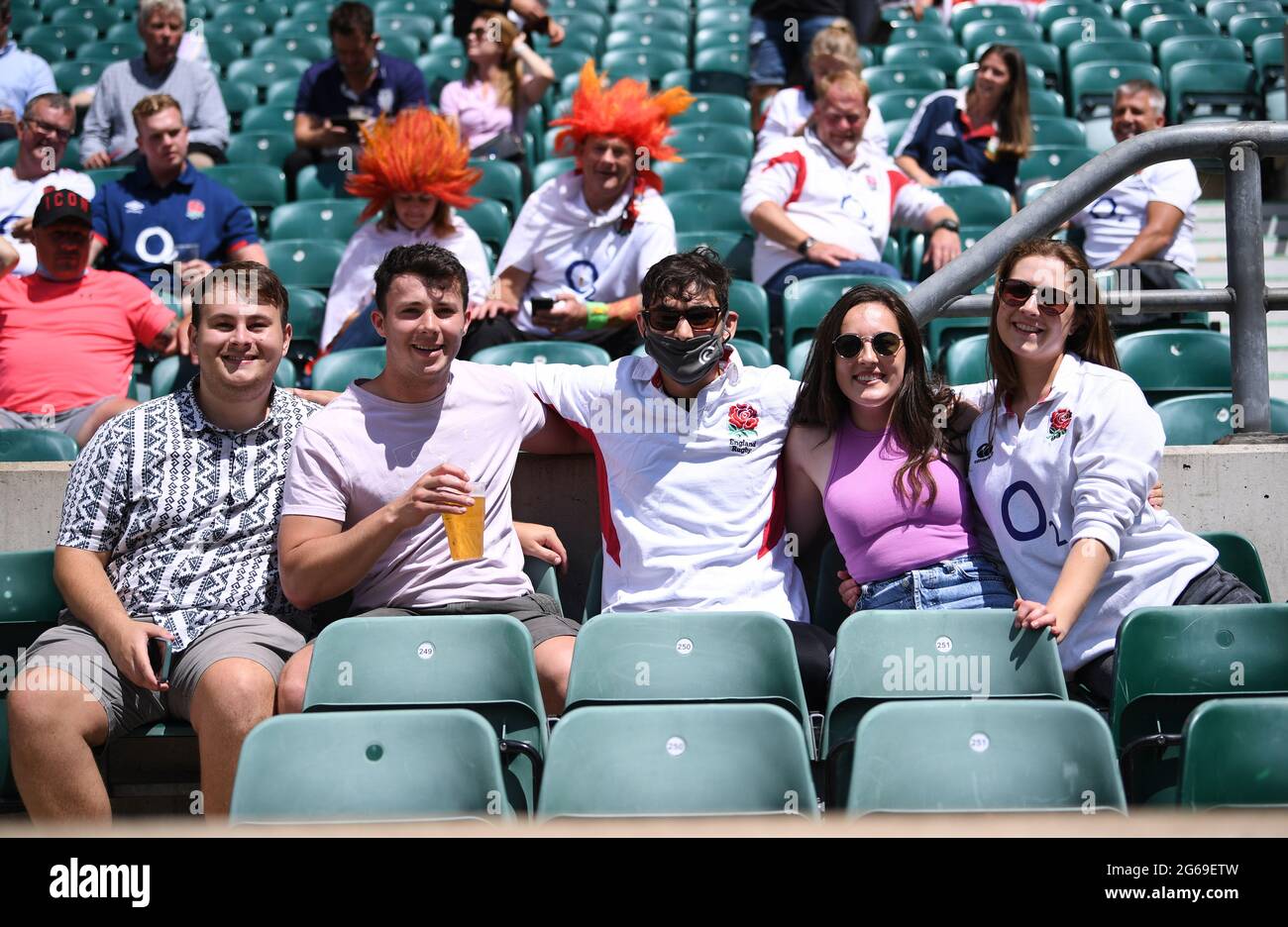 Twickenham, London, UK. 4th July, 2021. International Rugby, Autumn Internationals, England versus United States of America; fans before kick off Credit: Action Plus Sports/Alamy Live News Stock Photo