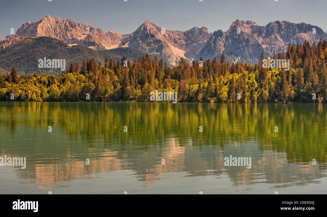 Lake Barmsee in the Alps Bavaria Germany Stock Photo