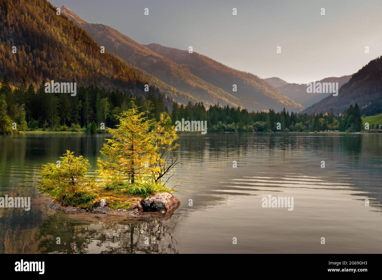 Lake Hintersee in the Alps Bavaria Germany Stock Photo