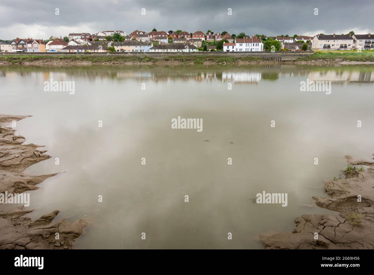 Pill, North Somerset, viewed across the River Avon from Shirehampton, Bristol. Stock Photo