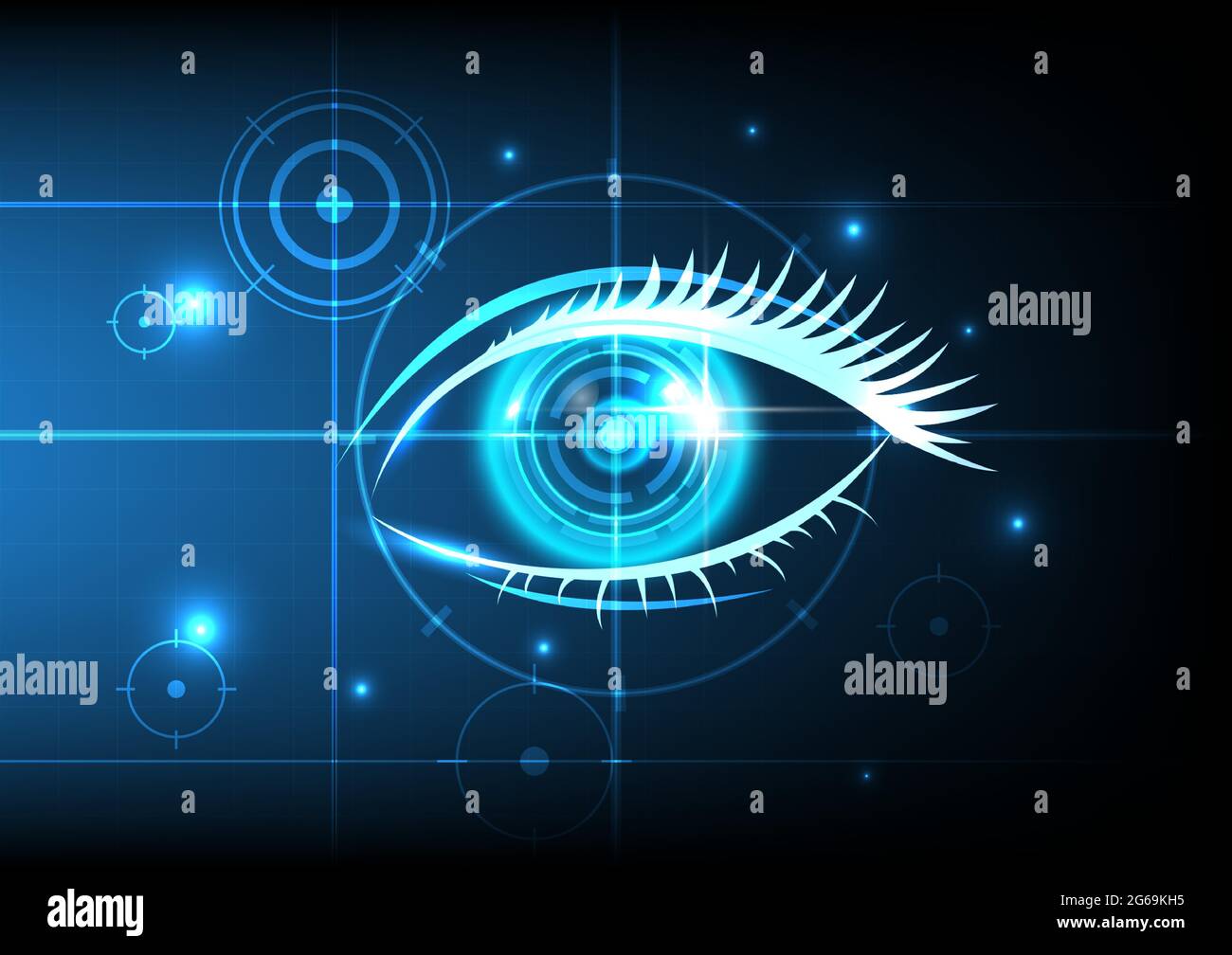 Science fiction interface. Futuristic technology of eye cyber security