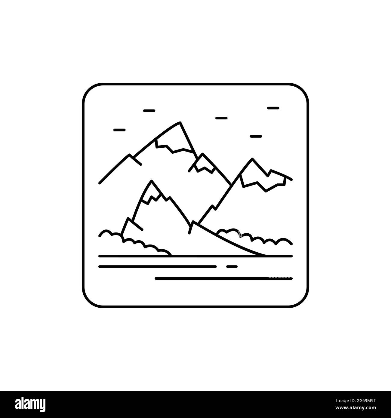 Rocks landscape color line icon. Isolated vector element. Outline ...