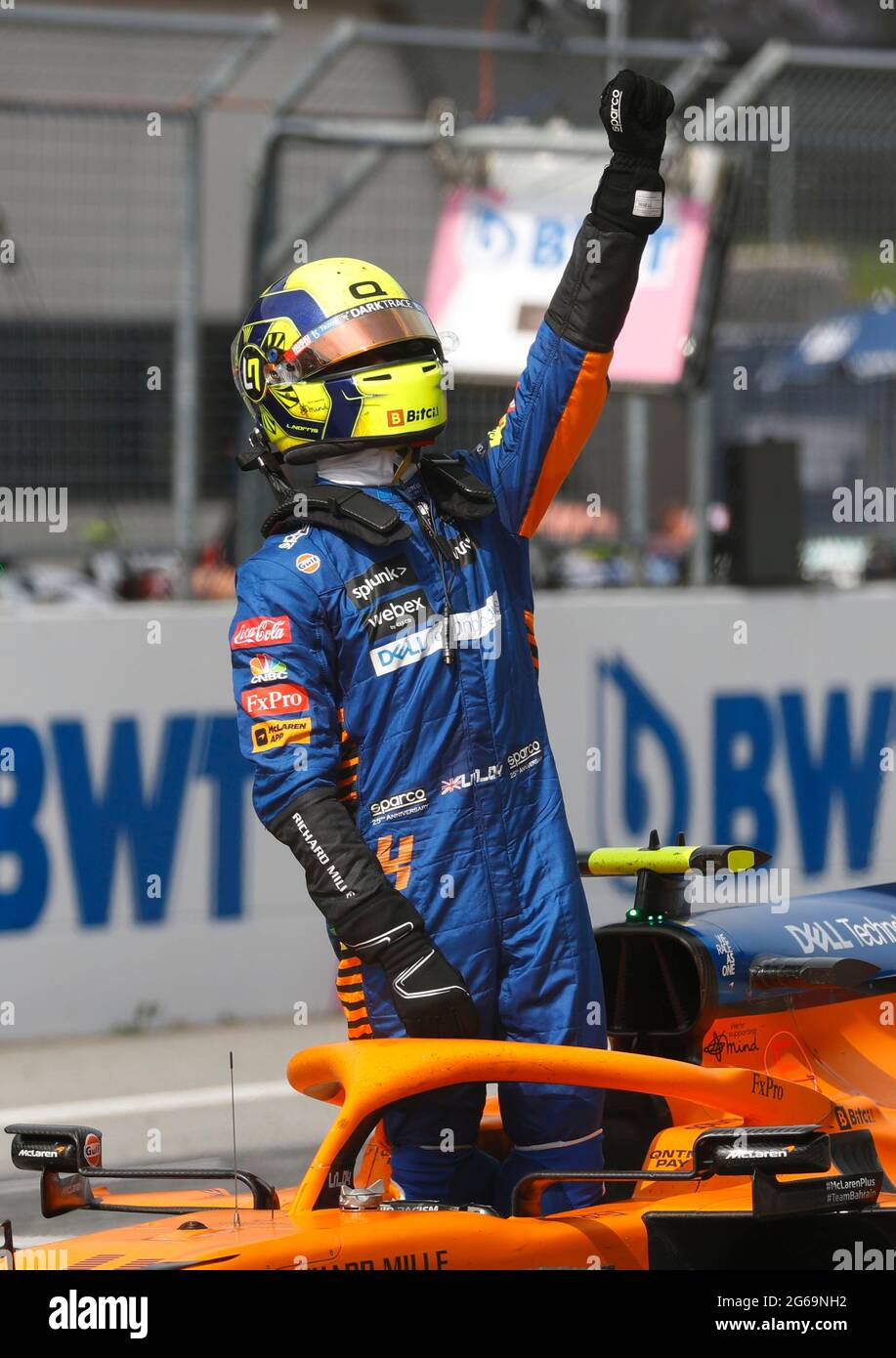 Formula One F1 - Austrian Grand Prix - Red Bull Ring, Spielberg, Styria,  Austria - July 4, 2021 McLaren's Lando Norris celebrates after finishing in  third place REUTERS/Leonhard Foeger Stock Photo - Alamy