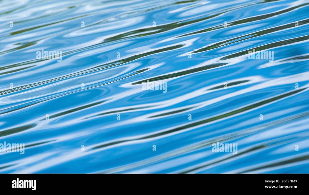 Abstract ripples waves on surface of blue water, relaxing surface and ...