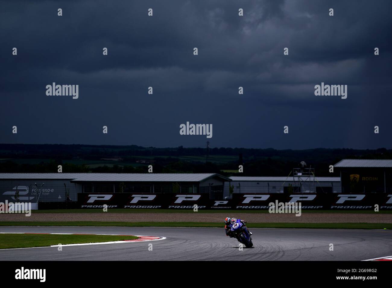 A general view of action in Race 2 during day two of the Motul Fim Superbike Championship 2021 at Donington Park, Leicestershire. Saturday July 4, 2021. Stock Photo