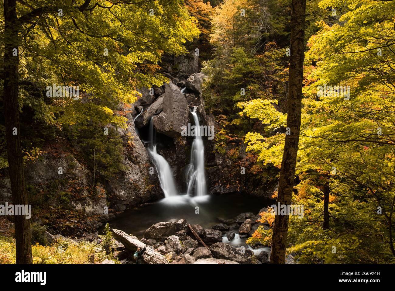 Bash Bish Falls by a warm fall day Stock Photo