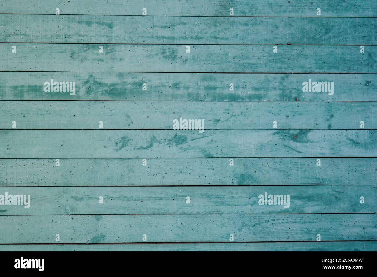 Turquoise painted wooden planks wall rustic background or texture Stock Photo
