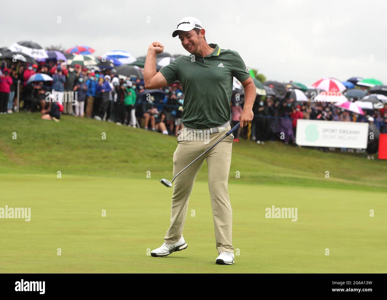 Lucas Herbert celebrates winning the Dubai Duty Free Irish Open on day