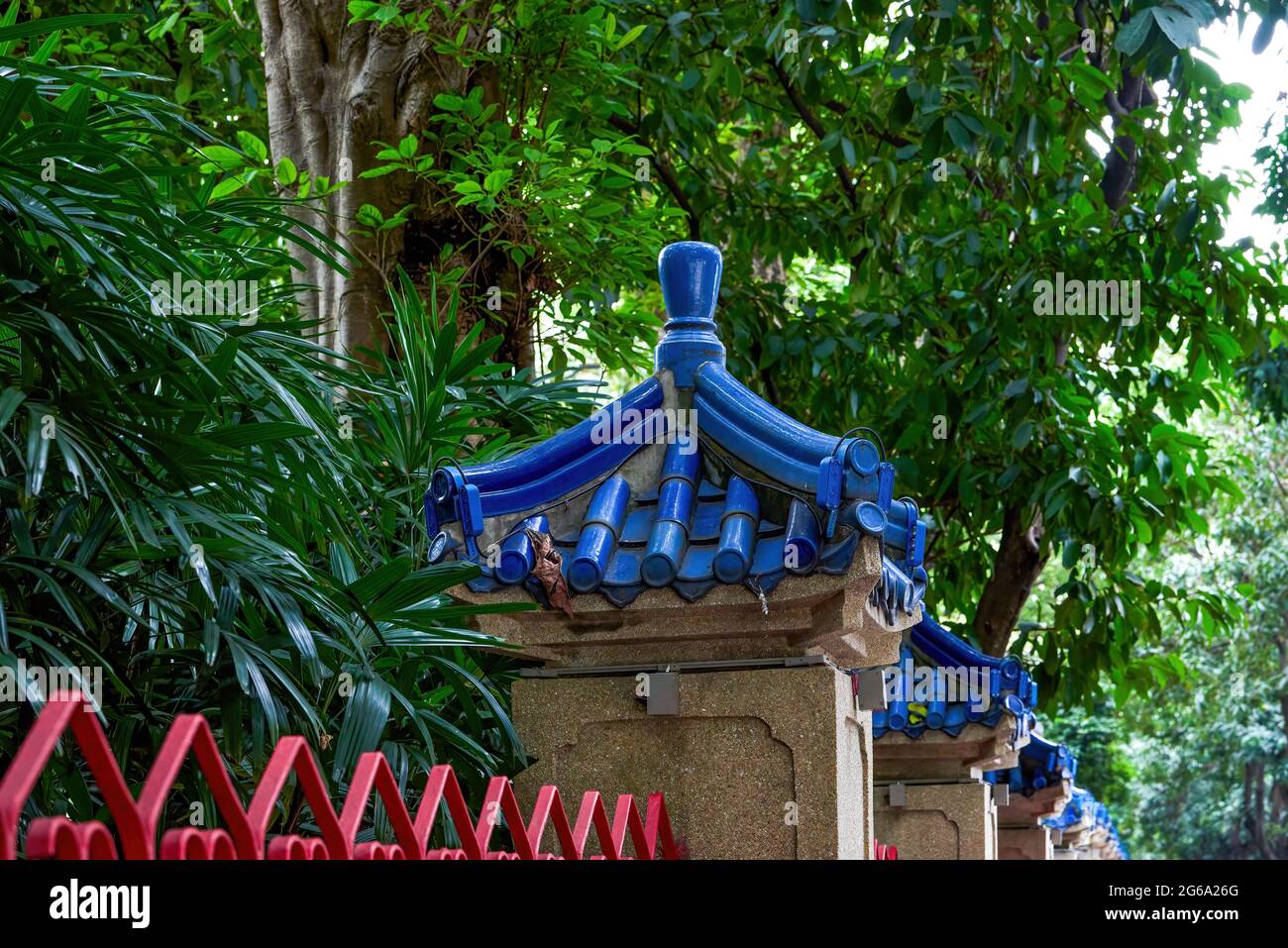 A close-up of a corner of the Chinese retro building of the Sun Yat-sen Memorial Hall in Guangzhou Stock Photo