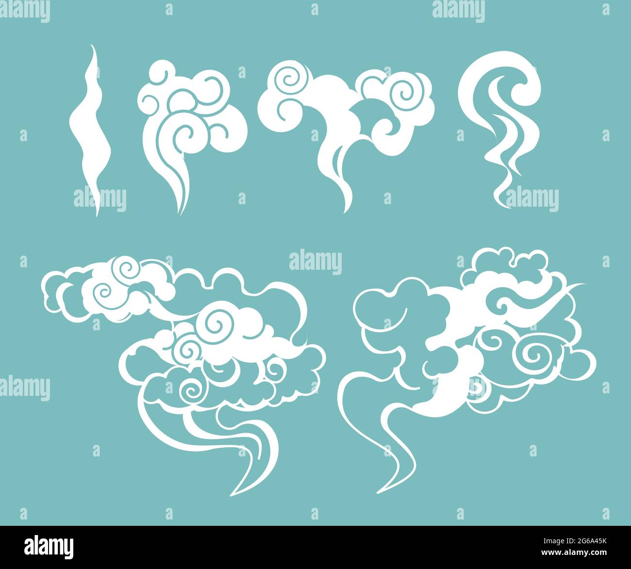 Vector illustration set of smoke, smell, clouds and steam in cartoon ...