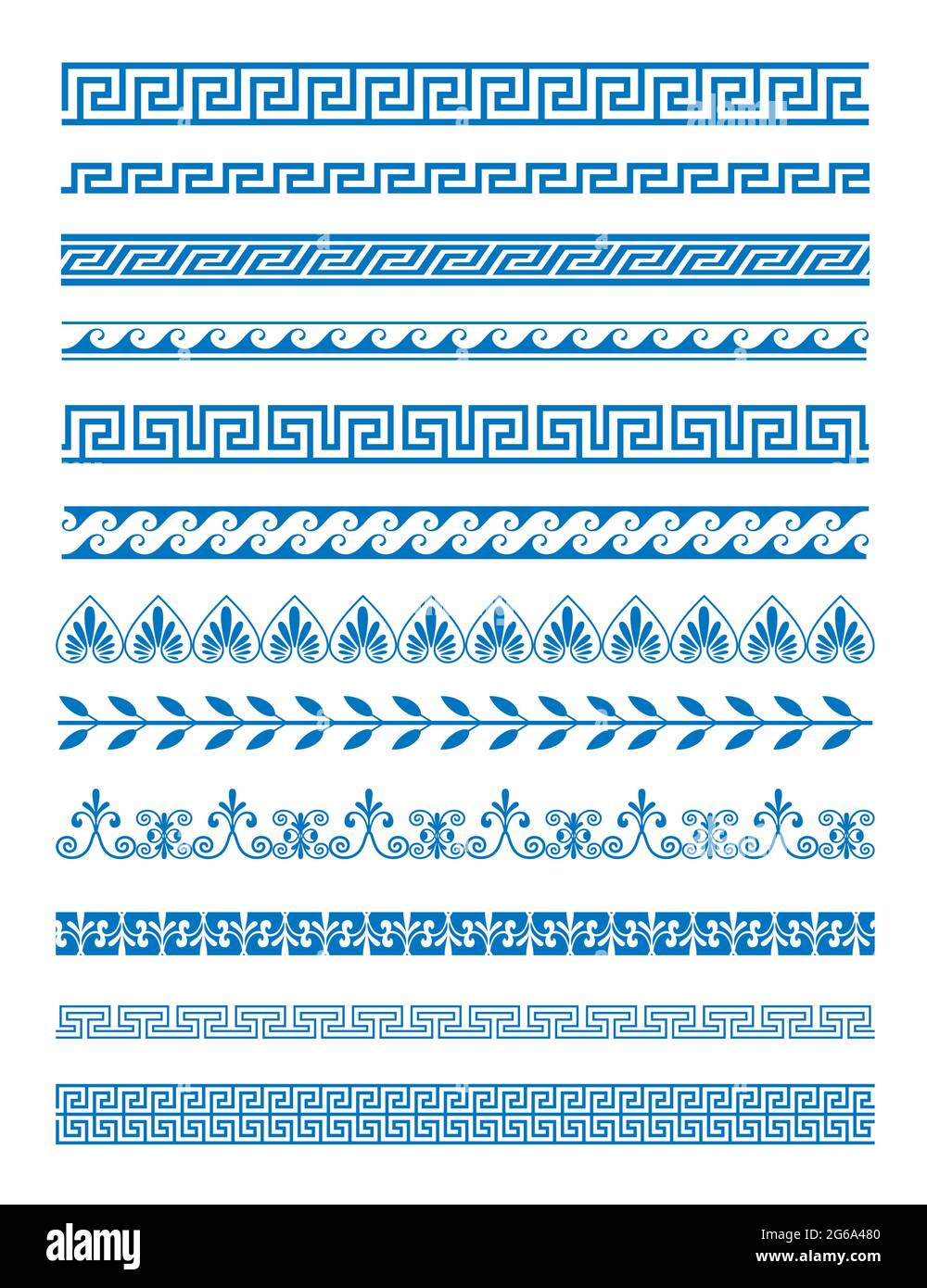 Vector illustration set of Greek patterns and ornaments on white ...