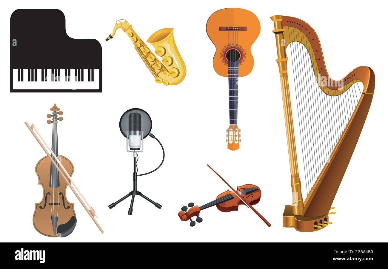 Musical instruments on isolated background Stock Vector Image & Art - Alamy